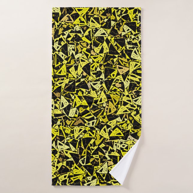 Yellow Black Triangle Pattern Bath Towel (Bath Towel)
