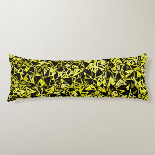 Yellow Black Triangle Seamless Pattern Body Cushion