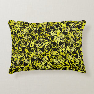 Yellow Black Triangle Seamless Pattern Decorative Cushion