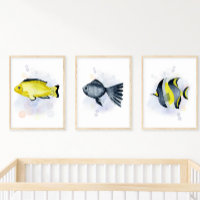 Yellow Black Tropical Fish Ocean Theme