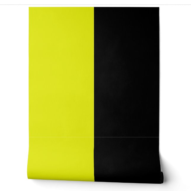 Yellow Black Vertical Big Stripes Pattern  Wallpaper (Unrolling)