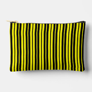 Yellow Black Vertical Stripes Pattern Accessory Pouch
