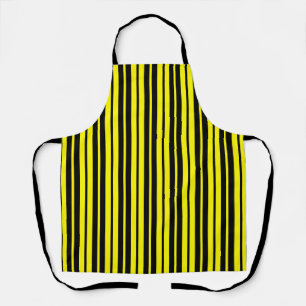 Yellow Black Vertical Stripes Pattern Apron