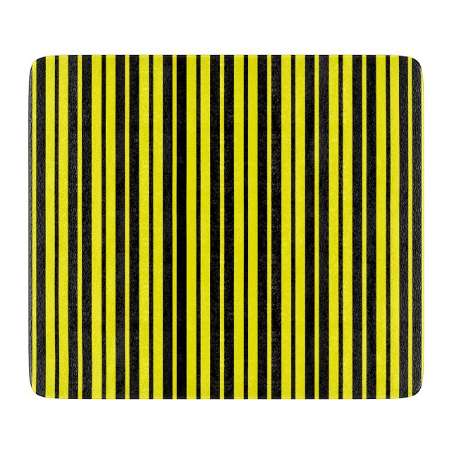 Yellow Black Vertical Stripes Pattern Cutting Board (Front)