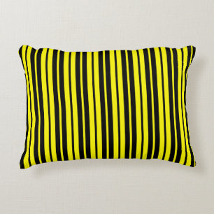 Yellow Black Vertical Stripes Pattern Decorative Cushion
