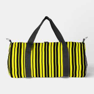 Yellow Black Vertical Stripes Pattern Duffle Bag