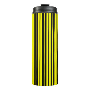 Yellow Black Vertical Stripes Pattern Thermal Tumbler