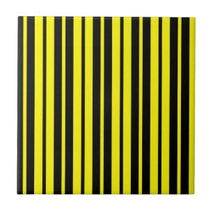 Yellow Black Vertical Stripes Pattern Tile