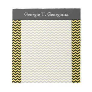 Yellow & Black Wavy Line Pattern + Custom Name Notepad