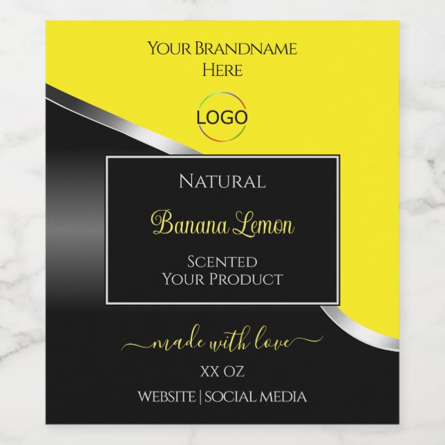 Yellow Black Wavy Silver with Logo Product Labels (Single Label)