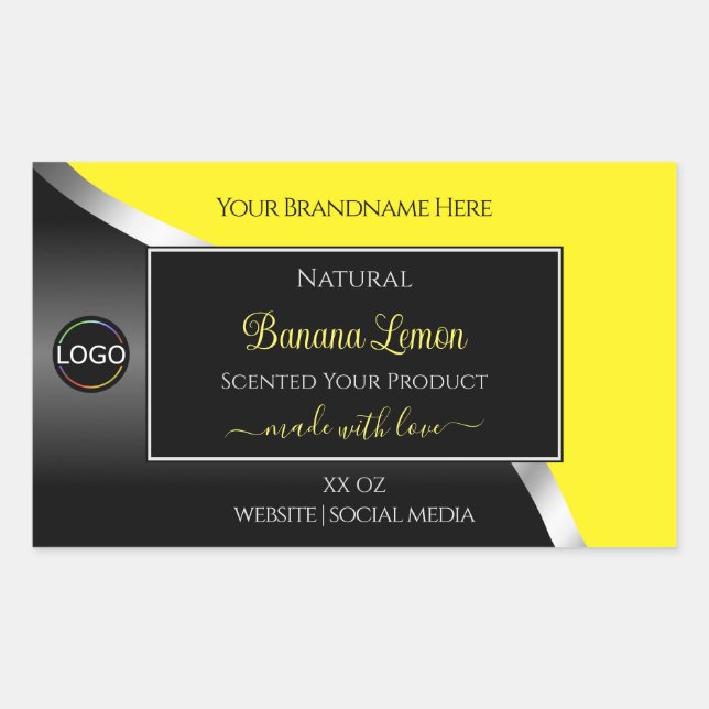 Yellow Black Wavy Silver with Logo Product Labels (Front)