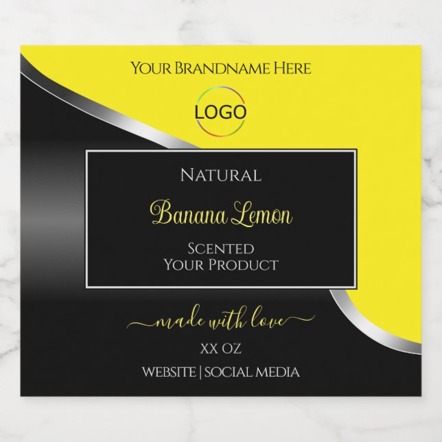 Yellow Black Wavy Silver with Logo Product Labels (Single Label)
