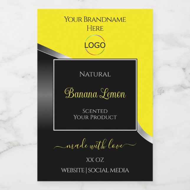 Yellow Black Wavy Silver with Logo Product Labels (Single Label)