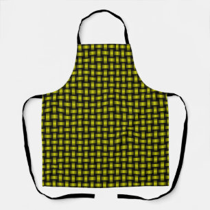 Yellow Black Weave Pattern All-Over Print Apron