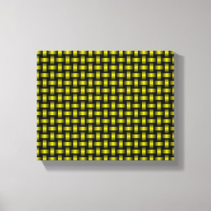 Yellow Black Weave Pattern Canvas Print