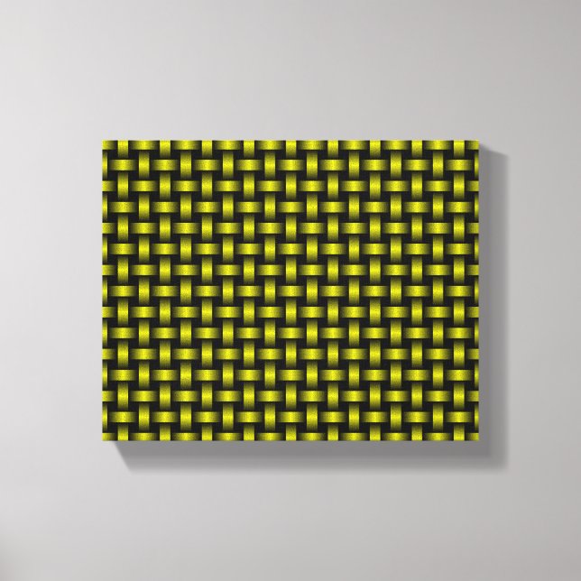 Yellow Black Weave Pattern Canvas Print (Front)