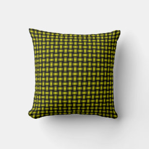 Yellow Black Weave Pattern Cushion