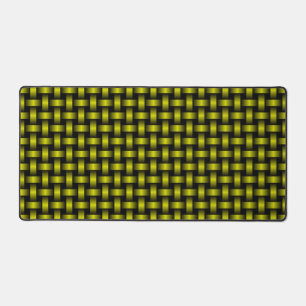 Yellow Black Weave Pattern Desk Mat