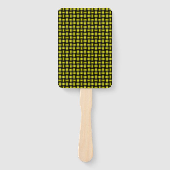 Yellow Black Weave Pattern Hand Fan (Front)