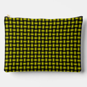 Yellow Black Weave Pattern Large Accessory Pouch
