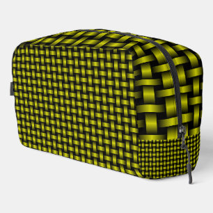 Yellow Black Weave Pattern Toiletry Bag