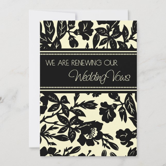 Yellow Black Wedding Vow Renewal Invitation Card (Front)