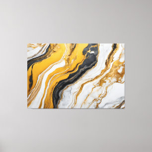 Yellow, black, white Abstract Frame Canvas Print