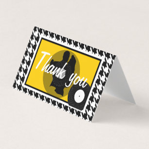 Yellow, black & white chequered 1950s theme thank