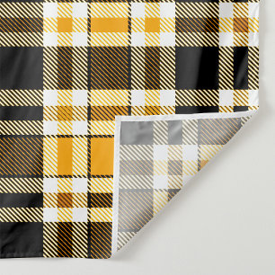 Yellow Black White Flannel Tartan Pattern Design Fabric