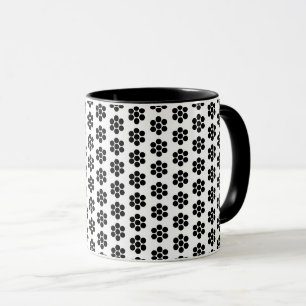 Yellow Black White Floral Polka Dots Simple Mug