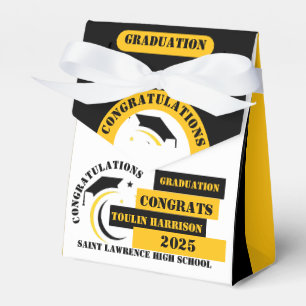 Yellow Black White Graduation 2025 Custom Party Favour Box