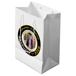 Yellow Black White Graduation Photo Medium Gift Bag