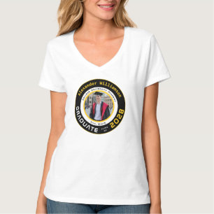 Yellow Black White Graduation Photo T-Shirt
