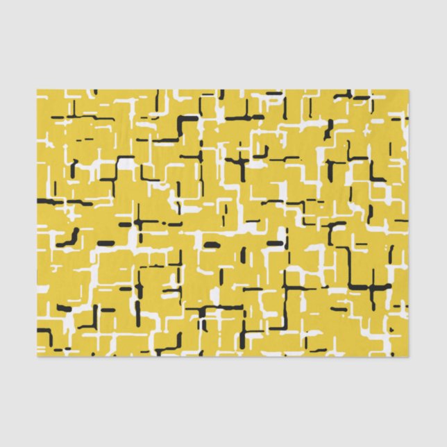 Yellow Black White Modern Pattern  Tissue Paper (Front)