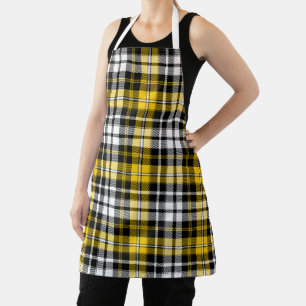 Yellow Black White Plaid Tartan Pattern Design  Apron