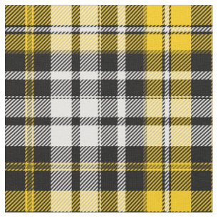 Yellow Black White Plaid Tartan Pattern Design  Fabric