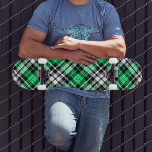 Yellow Black White Plaid Tartan Pattern Design  Skateboard
