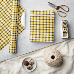 Yellow, Black & White Plaid Wrapping Paper