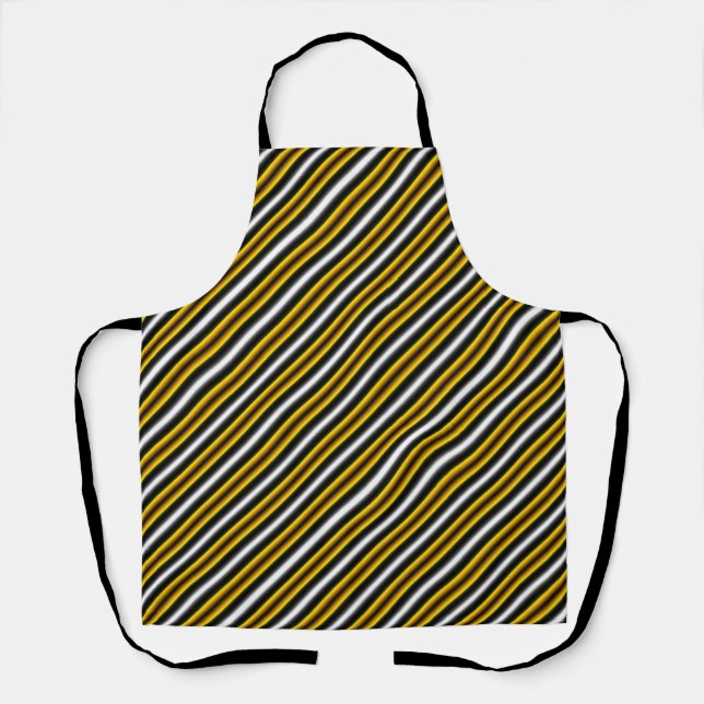 Yellow Black White Rainbow Stripes Apron (Front)