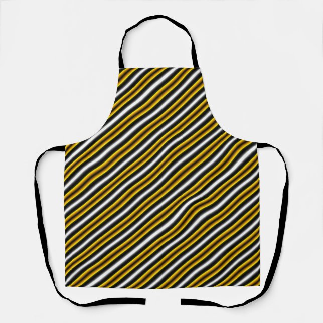 Yellow Black White Rainbow Stripes Apron (Front)