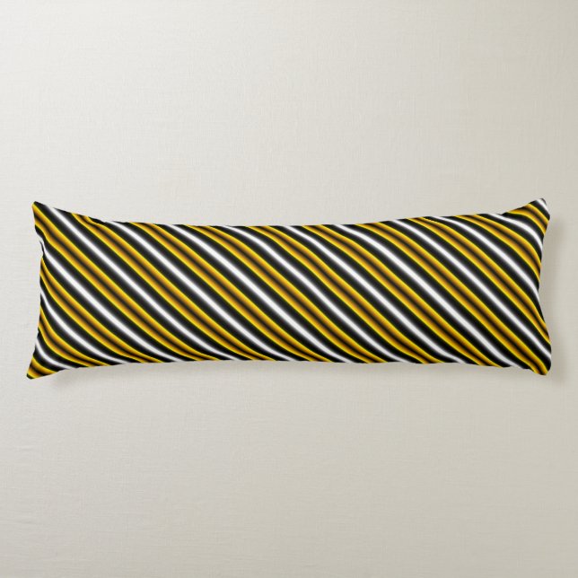 Yellow Black White Rainbow Stripes Body Cushion (Front)