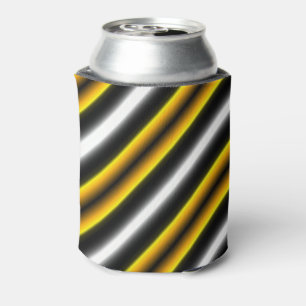 Yellow Black White Rainbow Stripes Can Cooler
