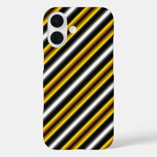 Yellow Black White Rainbow Stripes iPhone 16 Case