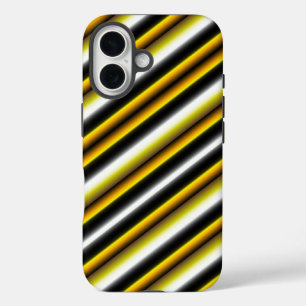 Yellow Black White Rainbow Stripes iPhone 16 Case