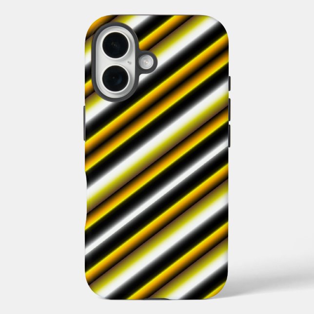 Yellow Black White Rainbow Stripes Case-Mate iPhone Case (Back)