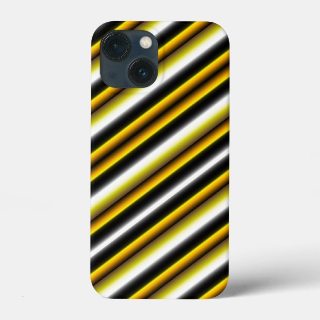 Yellow Black White Rainbow Stripes Case-Mate iPhone Case (Back)