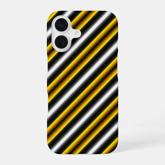 Yellow Black White Rainbow Stripes iPhone 16 Case (Back)