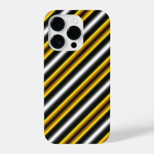 Yellow Black White Rainbow Stripes iPhone 14 Pro Case
