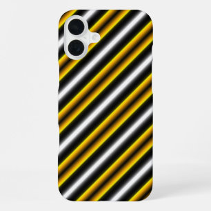 Yellow Black White Rainbow Stripes iPhone 16 Plus Case