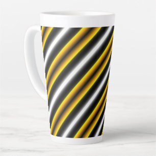 Yellow Black White Rainbow Stripes Latte Mug
